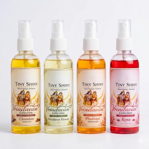 Divine Vrindavan Collection Fragrance Spray for Laddu Gopal & Radha Rani | Thakur Ji Perfume for Shringar & Pooja | Rose Chandan Phulwari Vrindavan Flower | Any 2 Fragrances | 100ml Each-image-27
