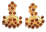 Kenneth Jay Lane, Amber OR Tortoise CABOCHON Drop Dangle Clip OR Pierced Gold Earring (Tortoise/Clip