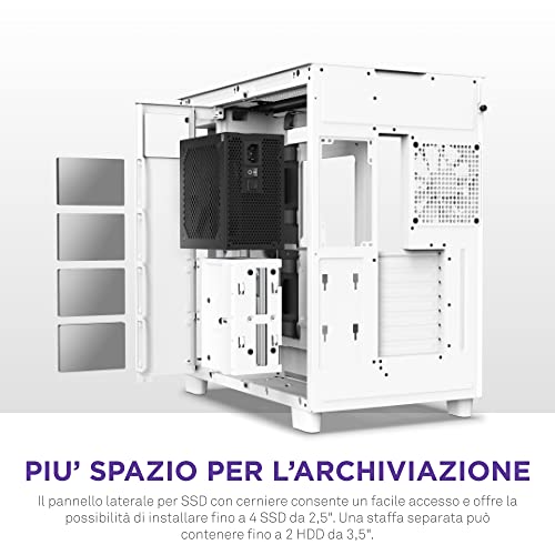 H9 Flow Case per PC gaming mid-tower ATX a doppia camera, Pannello superiore forato per un elevato ricircolo dell'aria, Pannello frontale e laterale in vetro temperato, Bianco, CM-H91FW-01 - Case PC - Immagine 5