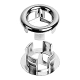 Waschbecken Überlauf Abdeckung, 2 Stück, Design 3 in Chrom-Hochglanz, für Waschtisch Loch mit Ø 22-25 mm innen, Wasch Becken Loch Ringe Ersatz, Keramikwaschbecken Abflusskappe Bad, Überlaufblende