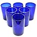 MexHandcraft Solid Cobalt Blue 14 oz Drinking Glasses (set of 6), Recycled Glass, Lead-free, Toxin-Free (14oz Drinking)