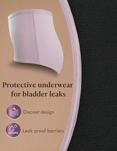 Image of AIRCUTE Washable Urine Absorbency Incontinence Underwear for Women Bladder Leak Proof Cotton Panties 60ML 3 Pack(Dusk, 2X-Large)