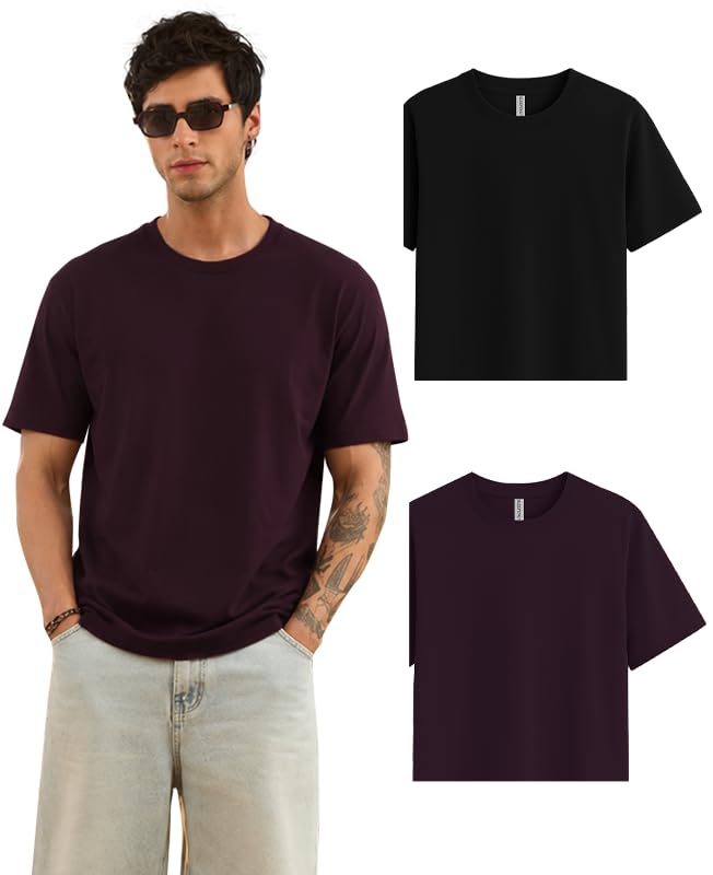 Image of Sleepynuts Men's Everyday Wear Crew Neck Regular Fit T-Shirt | Half Sleeve Solid Plain Casual T-Shirt for Men | Soft Breathable Fabric |