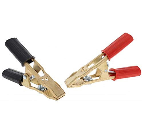 OC-PRO Pinces Professionnelles en Laiton pour Câble de Démarrage - Lot de 2 (Rouge et Noir) - Section de Câble Maximum : 50 mm² - Grande Conductivité - Capacité : 400 Ampères