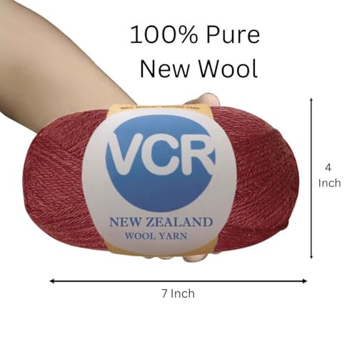 Image of VCR Maroon Chunky Wool Yarn, 100 Grams, Hank, 196 Meters, 100% New Zealand Wool Knitting Yarn, Soft Crosia Thread Suitable for Baby Blankets & Booties Pack of 1