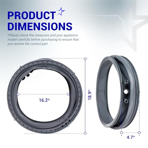 Image of BlueStars 5304505004 AP6973284 PD00055316 Washer Door Boot Seal For Electrolux EFLS627UIW2 EFLS617STT0 EFLS527UIW0 EFLS517SIW0 EFLS627UIW0 EFLS627UTT1 EFLS627UIW1 EFLS517STT0 EFLS527UIW1