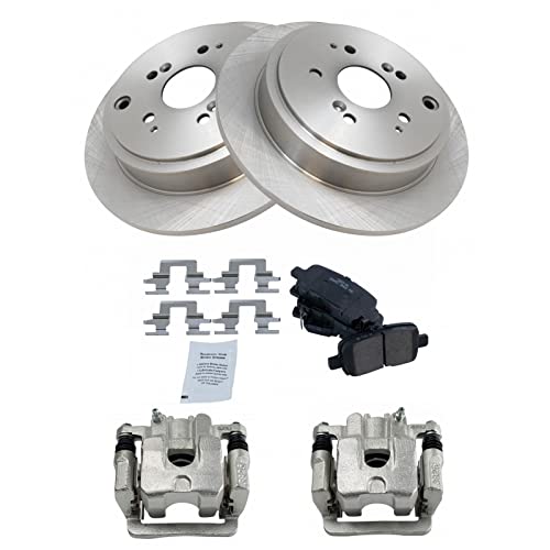 Image of TRQ Rear Brake Pad and Rotor Set Ceramic Rotors Calipers