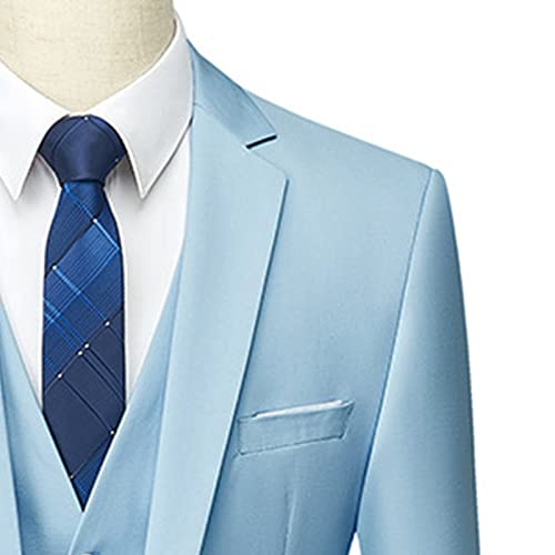 Men's 3 Pieces Slim Fit Suit One Button Business Solid Color Blazer Sets Stylish Wedding Jacket Vest Pants Set3