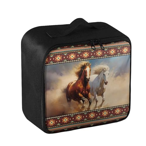 Image of Gomyblomy Aztec Horses First Aid Kit Bag Empty for Home Travel Cars Medical Bag Portable Emergency Kit Large Capacity Storage Pouch for First Aid Supplies