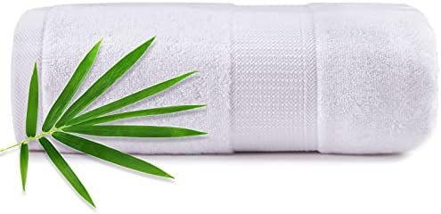 CANFOISON Bamboo Bath Towel for Body, 1 Pack White Single Large Bath Towel for Adult Kids Baby Luxury Super Soft Highly Absorbent Bathroom Towels 30" x 54"