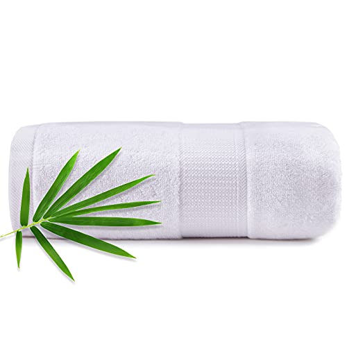 Canfoison Bamboo Bath Towel For Body, 1 Pack White Single Large Bath Towel For Adult Kids Baby Luxury Super Soft Highly Absorbent Bathroom Towels 30" X 54" #TOP7