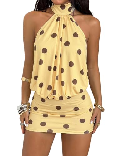 Image of SOLY HUX Women's Halter Mini Dress Y2k Backless Clubbing Cocktail Dresses