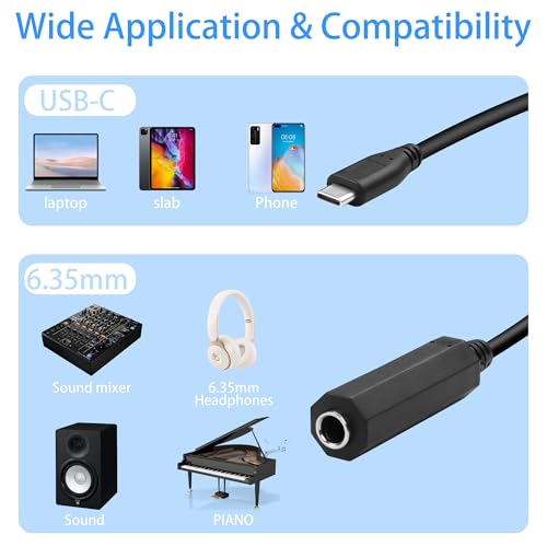 Cable adaptador de audio USB C a Jack 6.35 mm miniatura 7