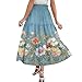 Summer Maxi Skirts for Women 2026 Fashion Boho Long Skirt Trendy Floral High Waist A Line Beach Skirt Vacation Outfit 03-Sky Blue Medium