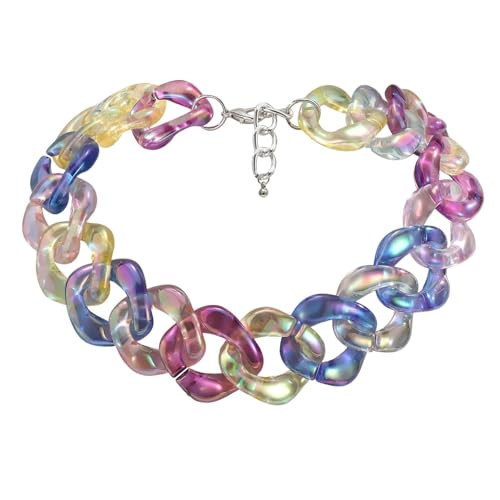 Collier épais en acrylique hip-hop pour homme et chaîne creuse pour fille