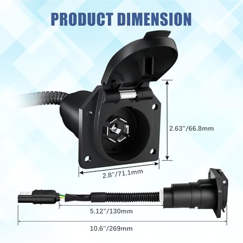 image for YONHAN 4 Pin to 7 Pin Adapter Trailer Light Adapter 4-Way Flat Truck t