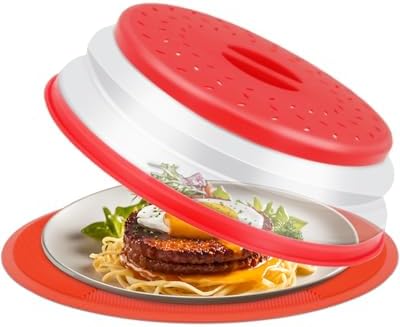 Silicone Microwave Splatter Cover - Microwave Mats Place Holders Hot Food Cover for Splatter Multi Silicone Trivet, Pot Holders, Drying, Baking, Utensils Rest for Kitchen Counter Mat, Red