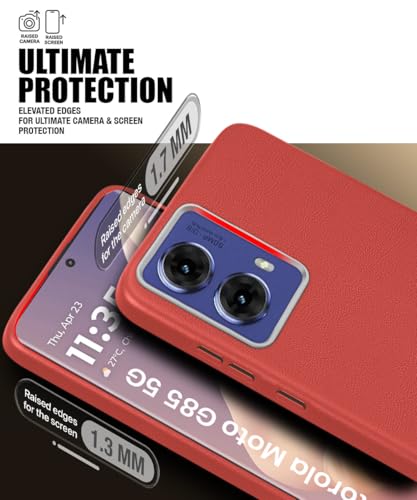 Image of WOW IMAGINE Back Cover for Motorola Moto G85 5G | Ultra Slim Flexible Non-Slip Grip | Inner Fabric | Metal Camera Ring & Lightweight Soft Silicone Mobile Case - Crimson Red