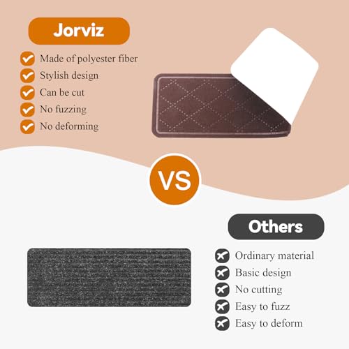 Jorviz 15-Pack Non-Slip Carpet Stair Treads for Wooden Steps Indoor, 8\" X 30\" Reusable Adhesive Backing Stair Runner Rugs for Kids Elders Pet, Diamond Pattern, Brown - Thumbnail 4