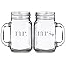 Mr. and Mrs. Heart Engraved Glass Mason Mugs (set of 2)