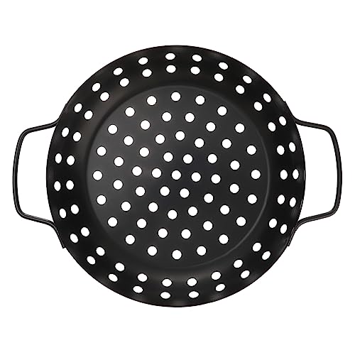 ibasenice Portable Barbecue Grill Basket Large Holes Grill Pan Carbon Steel Safe and Practical