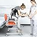 6 in 1 Patient Lift Transfer Chair for Elderly and Home, Portable Adjustable Height Footrest Hydraulic Lift Nursing Wheelchair 180° Split PU Leather and Thickened Sponge Seat, 440lbs, Orange