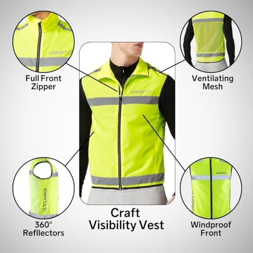 Foto von Craft Windweste Visibility Vest (Gr.S-XXL), Warnweste Unisex mit Reißverschluss, Fahrradweste, Laufweste, Reflektierend, L