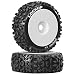 Duratrax Lockup 1:8 Scale RC Buggy Tires with Foam Inserts, C2 Soft Compound, Mounted on White Wheels (Set of 2)