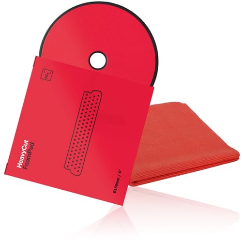 wortek Polierset Polierpad Koch Chemie Heavy Cut Foam Pad Polierpad Ø 150 x 25 mm inkl Microfaser Heavy Cut Poliertuch Auto Polierschaum Set für Exzenter Poliermaschine
