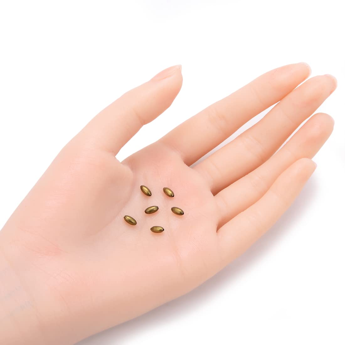 1000 unidades de espaciador de arroz ovalado liso 6 mm pequeñas cuentas de metal bronce antiguo (agujero ~ 0,8 mm) para joyería artesanía CF121