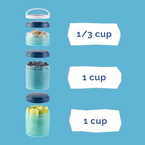Image of Whiskware Stackable Snack Containers for Kids and Toddlers, 3 Stackable Snack Cups for School or Travel, Sharks(Pack of 1)