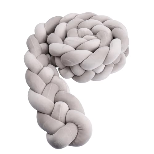 Image of AGDISH Pillow Bedroom Comfort Decorative Knot Braided Handmade Throw for Versatile Decoration Wear Resistant Breathable Friendly to Skin 4 Knotted Cushion (Grey, 118 Inhes)