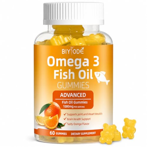 Omega 3 Fish Oil Supplements: Pure 1000mg Omega-3 Gummies Support Heart Joint Eye Brain Immune Health 60 Gummies 30 Day Supply