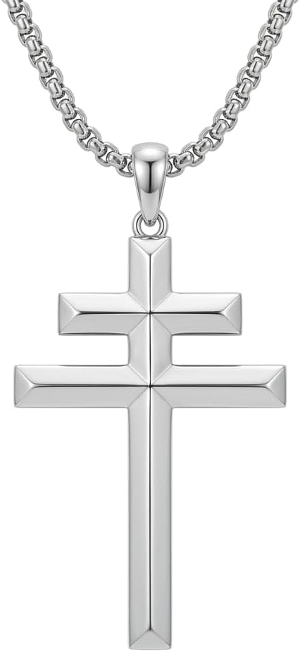 Lorraine Cross Necklace for Men Women 925 Sterling Silver Christian Cross Pendant Religious Catholic Jewelry Meaningful Faith Gifts for Father Mom Son