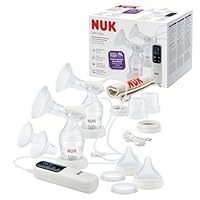 NUK Soft & Easy Double Electric Breast Pump | 100% Silicone Soft Cups | Small, Lightweight & Quiet | Rechargeable Battery for Travel | 24mm & 27mm Cups | 2 x Perfect Match Baby Bottles