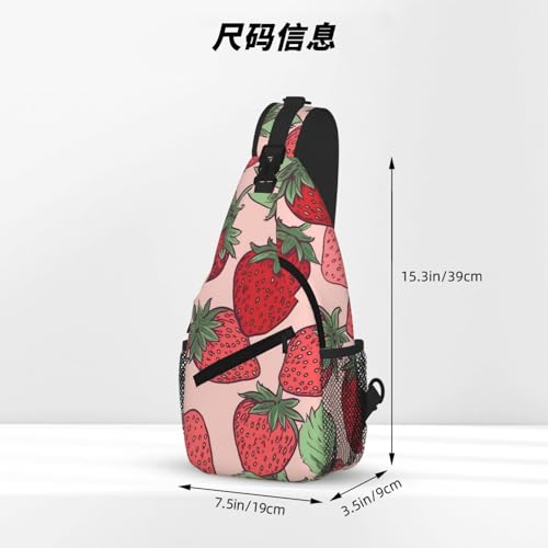 Mochila urbana de hombro tipo Sling con patrón de fresa miniatura 4
