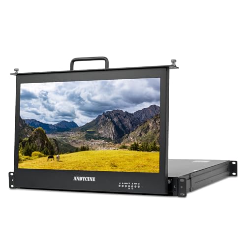 Image of ANDYCINE C173S4 17.3 Inch 1RU Pull Out Rack Mount Broadcast LCD Director 1920x1080 Resolution 4K HDMI 3G-SDI Input and Output Broadcast Production Monitor,Desktop Director's Monitor with YPbPr, Video