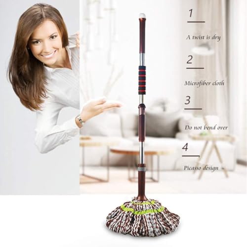 Image of NORIDY Self Wringing Microfiber Twist Mop for Floor Cleaning Microfiber Squeeze Twist mop Stick for Cleaning with Wringer Pocha for Floor Cleaning Mop(Blue)