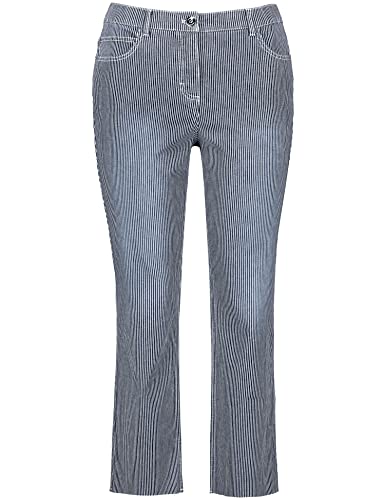 Samoon Damen Gestreifte 7/8 Jeans Betty Jeans gestreift 7/8 Länge Mood Blue Gemustert 42