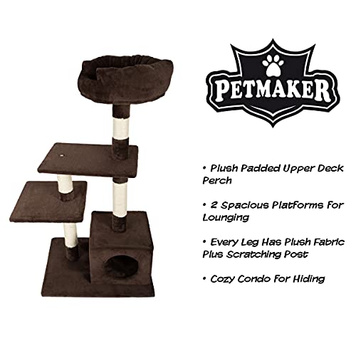 Torre para Gatos de 4 Niveles con Postes de Sisal Marrón miniatura 3