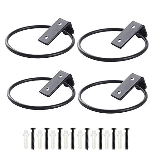 XZJMY 4Pack Flower Pot Holder Wall Plant Holder Heavy Duty Flower Pot Ring Wall Bracket for Balcony Home Garden Yard ( 6 inch,Black