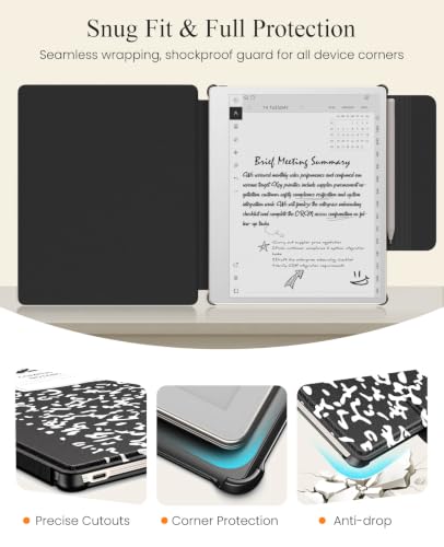 Image of MoKo Case for Remarkable Paper Pure 10.3 inch 2026 with Pen Holder, Note Black | Slim protective hard shell folio cover with secure pen holder, Auto Wake & Sleep