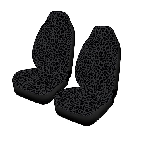 Housses de siège avant léopard noir au design baquet universel élégant x2