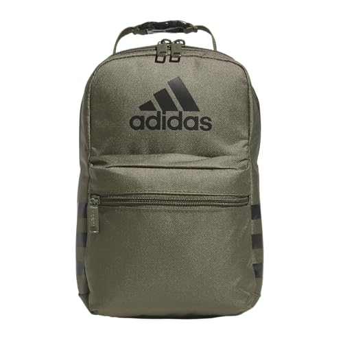 Image of adidas Santiago Bag Cooler, Insulated Food Container, Adult Lunch Boxes for Women and Men with Mesh Pocket, Olive Strata Green /Impact Orange /Black /3.0, One Size
