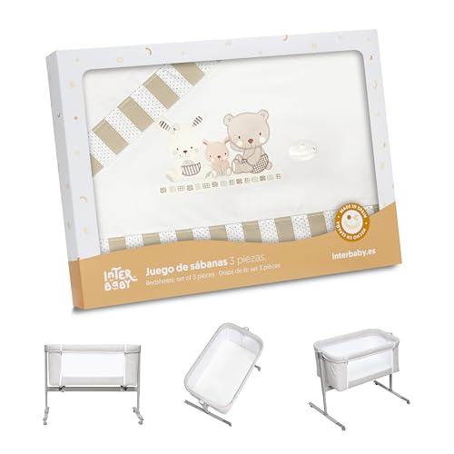 Interbaby - Juego de sábanas para minicuna Love, Color Beige