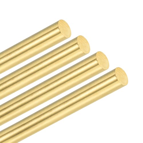 M METERXITY 4-Pack Brass Rod, 8mmx100mm H59 Solid Brass Round Rods for Knife Handle Pins Material Knife Making Supplies/Shaft Pins Crafts/Model DIY, Lathe Rivet Dowel Stock Brass Tube