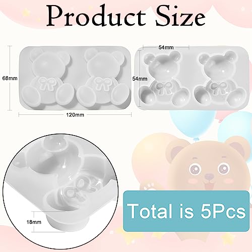 UR URLIFEHALL 5 Pcs Silicone Bear Mould Cute Animal Moulds Resin Jewellery Moulds for Crafts Making Home Decor Outdoor Art Crafts - Image 2