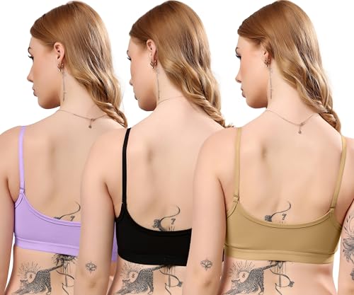 Image of London Hills Women's Cotton Sports Bra for Women Solid Bra Wireless & Non Padded Full Coverage Soft Hold Straps Super Combed Cotton Elastane Stretch Full Coverage Slip-On Active Bra