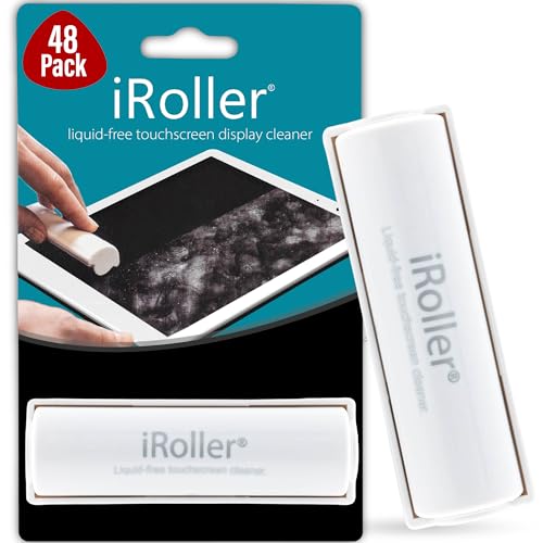 Screen Cleaner by iRoller - Pack of 48 - No Need for Spray or Wipes, Liquid Free - Reusable & Washable -Portable iPad Screen Cleaner for Touchscreen- Ideal for Smartphone, MacBook, Monitor - 3.5