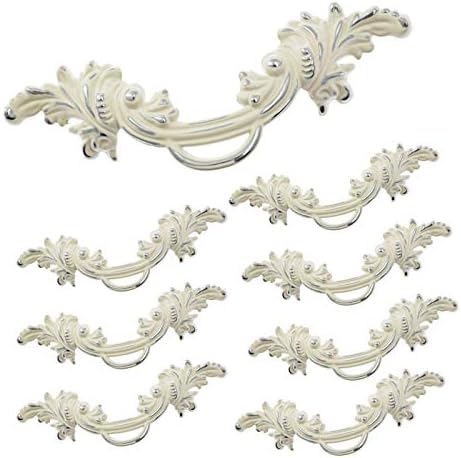 Litoexpe 4-Pack French Provincial Drawer Pulls, Antique Brass Cabinet Pulls Hole Center 3 5 Inch European Style Vintage Decorative Pull Handles With Mounting Screws